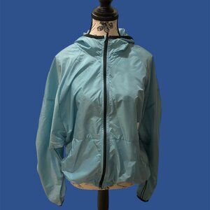 Women's Blue Adidas Windbreaker Jacket, Coat - Size Large